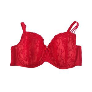 Hips & Curves Red Lace Plus Size Underwire Bra 40DD